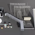 Public Facilities Featuring Escalator Metal Fence Locker Bench Trash Can And Trolley