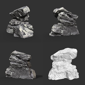 Rock Stone Block Stone Obsidian Boulder Granite Natural Landscape 3d model