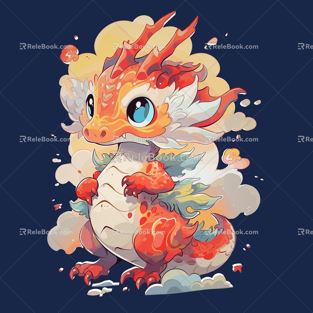 New Chinese Dragon Year Chinese Dragon Golden Dragon Insert Dragon Paper-cutting Dragon Kirin Ruilong 3d model