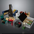 Assorted Weapon Ammunition Supplies Including Bullets and Open Storage Boxes 3d model