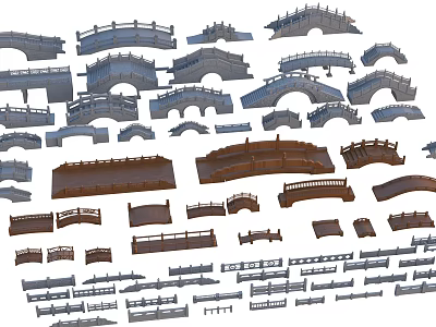 Various Types of Bridge Models with Different Designs and Structures 3d model