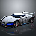 Sleek Modern Sports Car With Blue LED Lights Convertible Top And Alloy Wheels