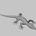 3D Gecko Game Movie Character With White Gray Pattern And Yellow Eyes