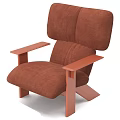 Comfortable Brown Fabric Upholstered Single Sofa With Wooden Armrests Modern Design
