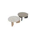 Modern Round Coffee Table With Light Colored Top And Black Angular Support Structure 3d model