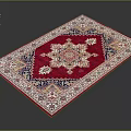 Traditional Oriental Rug Design With Red Central Medallion And Intricate Geometric Patterns