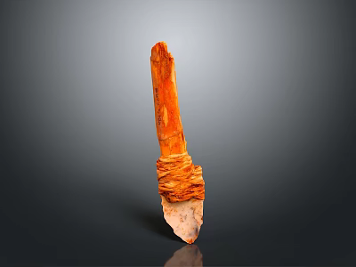 Ancient Handcrafted Weapon With Orange Blade And White Base Wrapped Handle 3d model