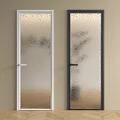 Modern Interior Swing Doors with White Black Frames Frosted Glass and Wooden Floor