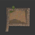 Modern Decorative Stone Structure With Stacked Brick Walls Steps And Green Plants