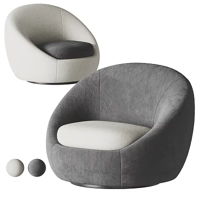 Stylish Modern Accent Chair With Gray And Ivory Upholstered Rounded Design 3d model