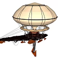 Large White Envelope Airship Flying High Above Clouds With Propellers And Cabin 3d model