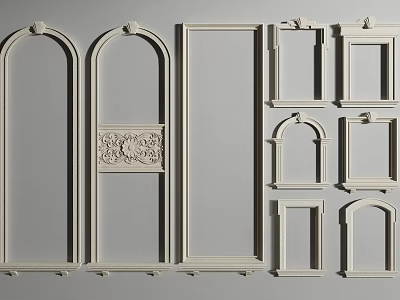 Decorative Hardware Tools with Assorted Arched Rectangular Carved Frames and Ornate Patterns 3d model