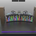 DJ Console Furniture With Modern Black Frame Circular Countertop And Neon Light Strips