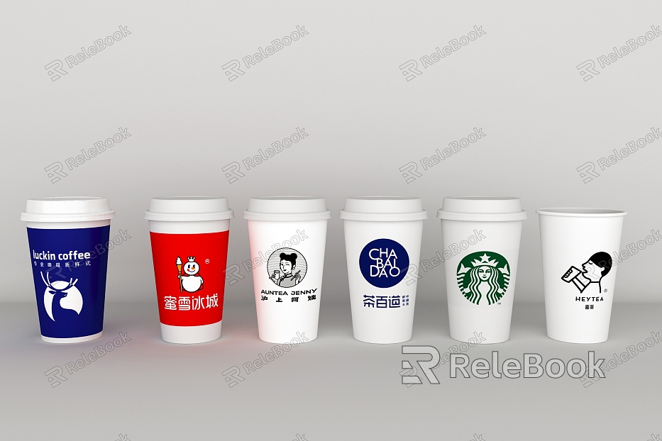 Modern coffee cup coffee milk tea paper cup combination model