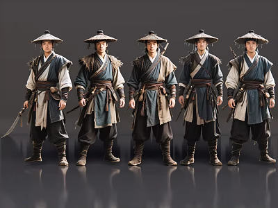 2D ancient costume figure ancient costume escort ancient chivalrous man Jianghu great chivalrous man ancient costume man 3d model