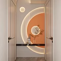 Simple Cream Style Corridor Shaped Light Strip End View Entrance 3d model