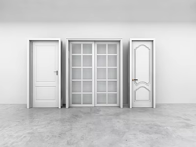 White Hinged Doors Featuring Minimalist And Decorative Designs For Home Interior 3d model