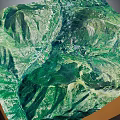 Detailed Terrain 3D Model With Green Mountains Valleys And Vegetation Cover