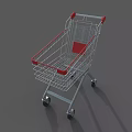 Commercial Shopping Cart with Metal Frame Red Accents and Durable Wheels for Retail Store Use