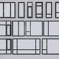Different Window Frame Designs With Black Borders And White Glass Panels 3d model