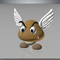 Cartoon Character Creature With Brown Body White Wings Large Eyes Frowning Expression And Short Legs