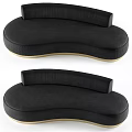 Elegant Black 2 Seater Sofa With Quilted Design And Gold Base