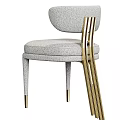 Elegant Modern Accent Chair With Light Gray Fabric Curved Backrest And Gold Metal Legs