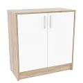 Modern Entryway Console Cabinet With White Doors And Light Wood Frame