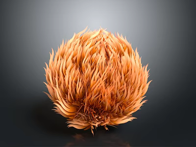 Natural Orange Yellow Biological Organ With Hair Like Filaments And Spherical Structure 3d model