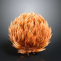 Natural Orange Yellow Biological Organ With Hair Like Filaments And Spherical Structure