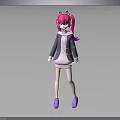 Cute Anime Girl Character With Pink Twin Tails Cat Ears And Hooded Jacket Outfit