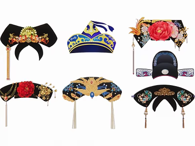 Traditional Chinese Decorative Pendant Ornaments With Floral Designs Golden Patterns And Tassels 3d model