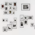 Wall Decor With Various Sizes Black And White Photo Frames Arrangement 3d model