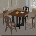 Vintage Solid Wood Square Dining Table And Chairs Set For Cozy Home Dining Space