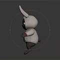 Cute 3D Rabbit Plush Toy In Gray Hoodie With Ear Shaped Hood And Pink Eyes