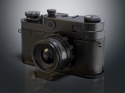 Vintage Black Digital Camera With Classic Lens And Control Knobs Design 3d model