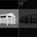Spacious White Canopy With Pillars And Hanging Curtains For Outdoor Events