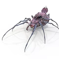 Grotesque Purple Creature Body With Exposed Organs Spiky Hair And Long Legs