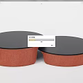 Two Modern Round Coffee Tables With Black Top And Red Base Design 3d model