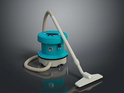 Modern Blue Vacuum Cleaner With Long Hose And Detachable Cleaning Head 3d model