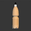 Orange Beverage Bottle With Black Cap And White Label On Black Background