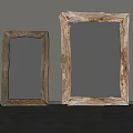 Two Large Mirrors With Natural Wood Frames In Room Featuring Potted Plant And Window
