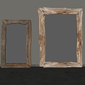 Quiet wood-style decorative mirror Floor mirror 3d model