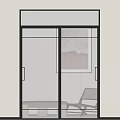Modern Swing Door Design With Black Frame And Textured Glass For Interior 3d model