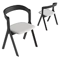 Modern Dining Chairs With Black Wooden Frame And Gray Fabric Seat Cushion