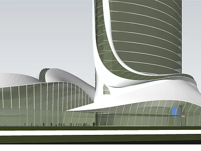 Modern hotel architecture angle afternoon deadline 3d model