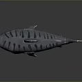 Silver Shark Figurine With Black Stripes Open Mouth And Sharp Teeth