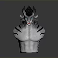 Game Movie Character White Body Black Stripes Horned Spiked Hair Blue Eyes Bust Sculpture