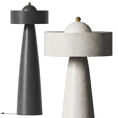 Stylish Modern Floor Lamps in Black and White with Minimalist Concrete Design 3d model
