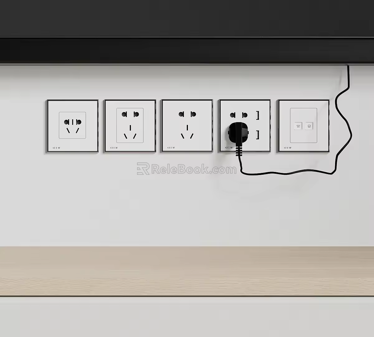 Modern socket TV socket combination 3d model